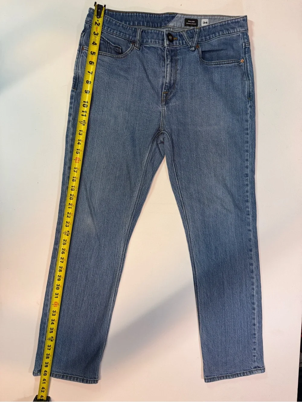 Volcom Men's Slim Straight Jeans in Light Blue Denim